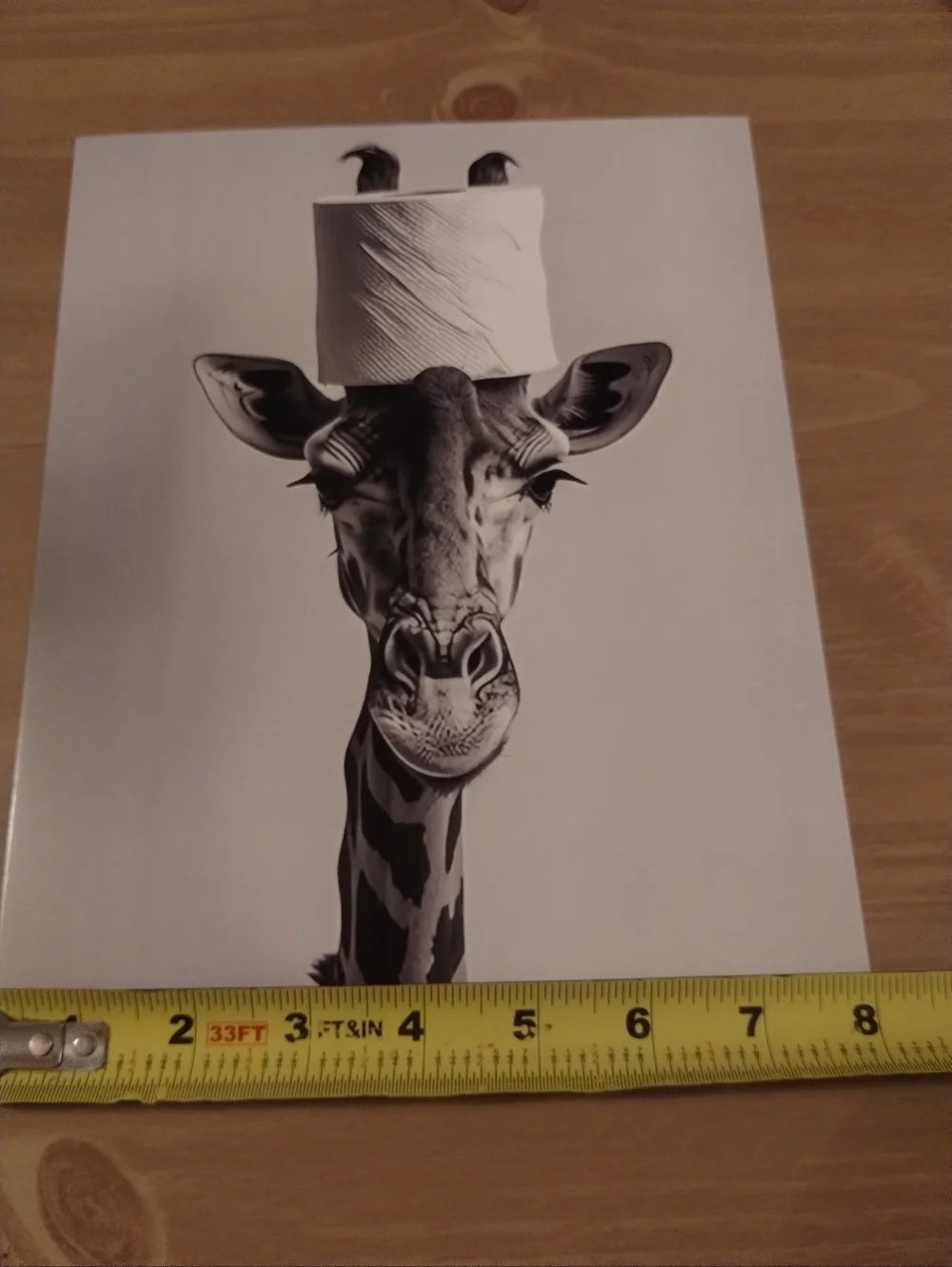Giraffe Art Print Black White Wall Decor Funny Animal Art Minimalist Bathroom